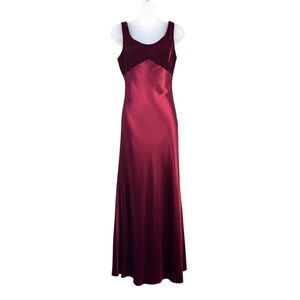 Vintage 90s Y2K Alchemy Joo Mee Red Satin Velvet Formal Prom Dress